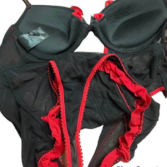 H&M sexy red/black teddy lingerie one piece body suit size small corset - Picture 7 of 8